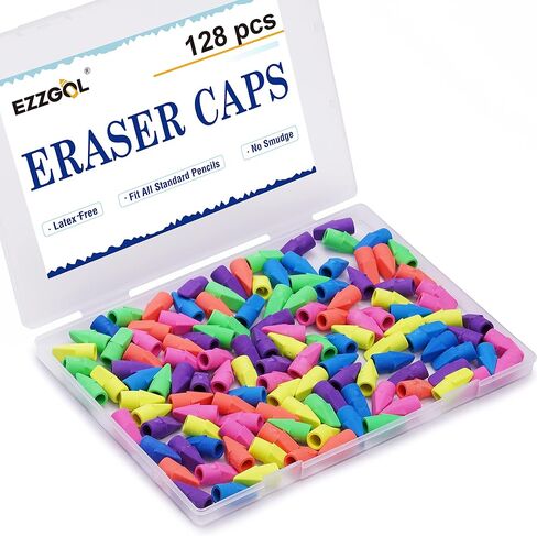 Pencil Erasers Caps Bulk, Ezzgol 128 Pcs Pencil Top Erasers Cap, White Color Arrowhead Caps Erasers Latex Free Pencil Eraser Toppers for Kids Teachers in Saudi Arabia