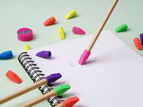 Pencil Erasers Caps Bulk, Ezzgol 128 Pcs Pencil Top Erasers Cap, White Color Arrowhead Caps Erasers Latex Free Pencil Eraser Toppers for Kids Teachers in Saudi Arabia