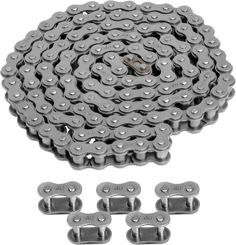 Belleone #40 Roller Chain - 10 Feet #40 Chain with 5 Connecting Links for Go Karts, Mini Bikes, Scooters, Motorcycles, Bycicles, ATV, MTV, Dirt Bike and Other Industrial Machinery - 240 Links in Saudi Arabia