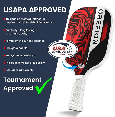 USAPA Approved Pickleball Paddles Set of 2 Lightweight Fiberglass Surface - Pickleball Rackets for Adults; Polymer Honeycomb Pickle Ball Set w/ 6 Balls, 1 Carrying Bag, 2 Cooling Towels, 2 Sweatbands in Saudi Arabia