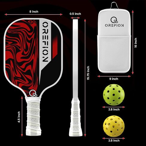 USAPA Approved Pickleball Paddles Set of 2 Lightweight Fiberglass Surface - Pickleball Rackets for Adults; Polymer Honeycomb Pickle Ball Set w/ 6 Balls, 1 Carrying Bag, 2 Cooling Towels, 2 Sweatbands in Saudi Arabia