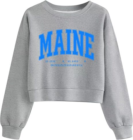ORANDESIGNE Womens Cropped Letter Printed Sweatshirts Graphic Crewneck Long Sleeve Pullover Casual Loose Fit Tops in Saudi Arabia