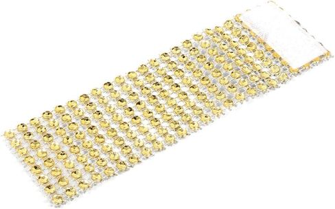 Yosoo 4cmX13cm 8 صفوف فضية ذهبية لامعة حجر الراين يلتف حلقات المناديل ديكور الزفاف ديكور المنزل (50، ذهبي) in Saudi Arabia