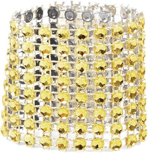 Yosoo 4cmX13cm 8 صفوف فضية ذهبية لامعة حجر الراين يلتف حلقات المناديل ديكور الزفاف ديكور المنزل (50، ذهبي) in Saudi Arabia