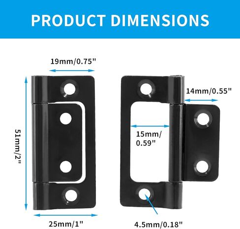 Biaungdo 6 Pcs Non-Mortise Door Hinges, 2 inch x 1 inch Bifold Butt Cabinet Hinges Vintage Furniture Hardware Antique Door Hinge with Screws for Door, Windows, Cabinet, Cupboard(White Nickel) in Saudi Arabia