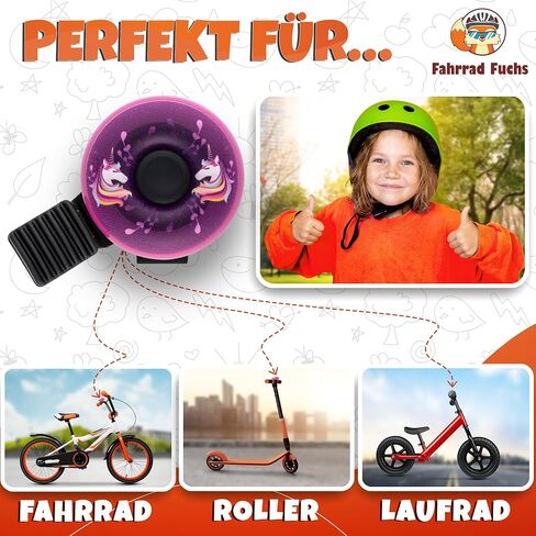 Bicycle Bell for Children - Pink with Unicorn - Bell Ideal for Children's Bike, Bicycle and Balance Bike - Great Designs for Girls and Boys in Saudi Arabia
