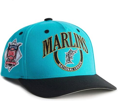 Mitchell & Ness Miami Marlins Crown Jewels Pro Cooperstown Snapback Cap, Adjustable Hat Teal in Saudi Arabia
