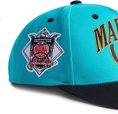 Mitchell & Ness Miami Marlins Crown Jewels Pro Cooperstown Snapback Cap, Adjustable Hat Teal in Saudi Arabia