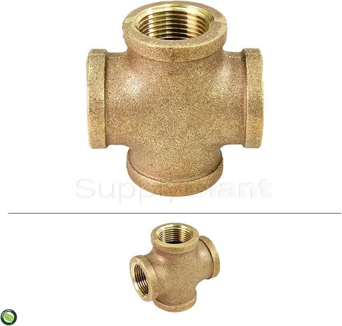 Suply Giant CSDS0034 3/4'' lead-free Four Way Brass Cross Fitting with Equally Sized Female Threaded Branches For 125 LB Applications, Easy to Install in Saudi Arabia