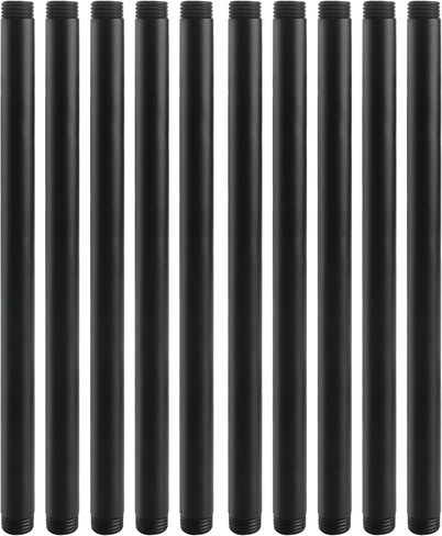 1/2"x 12" Black Painted Industrial Pipe - Home Expert 10 Pack Black Malleable Cast Iron Pipe Heavy Duty Pre Cut Metal Pipe Threaded Gray Pipe Fitting for Industrial Vintage Style DIY Project in Saudi Arabia