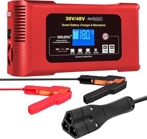 شاحن عربة الجولف 36 فولت 18 أمبير و48 فولت 13 أمبير، شاحن بطارية السيارة الذكي شاحن ليثيوم LiFePO4 الرصاص الحمضي AGM/جل/SLA شاحن بطارية لقارب شاحنة السيارة EZGO RXV & TXT in Kuwait