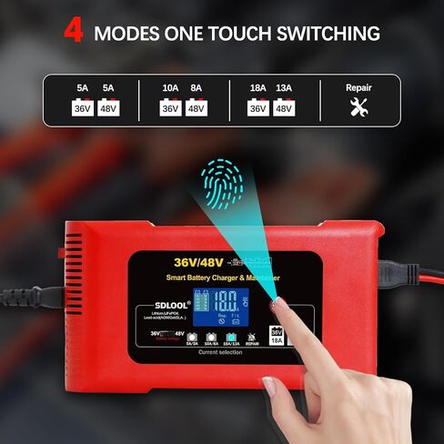 شاحن عربة الجولف 36 فولت 18 أمبير و48 فولت 13 أمبير، شاحن بطارية السيارة الذكي شاحن ليثيوم LiFePO4 الرصاص الحمضي AGM/جل/SLA شاحن بطارية لقارب شاحنة السيارة EZGO RXV & TXT in Kuwait