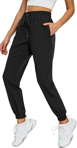 سراويل الركض النسائية خفيفة الوزن من MIER مع جيوب بسحاب للجري والمشي لمسافات طويلة والسفر برباط، سريعة الجفاف in Kuwait