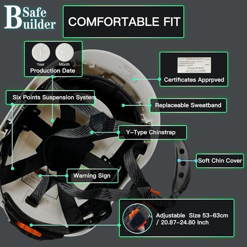 CR06 Construction Safety Helmet ABS Hard Hat Adjustable Ventilation System Hardhats Industrial Work Head Protection for Men Certified ANSI/ISEA Z89.1 in Kuwait