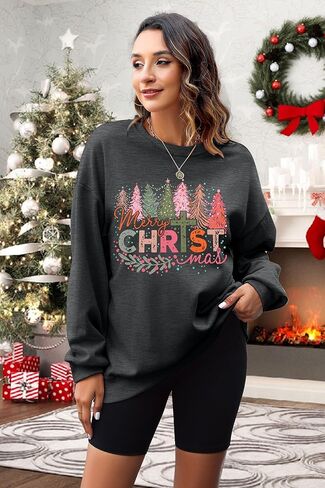UNIQUEONE بلوزات عيد الميلاد للنساء بلوزات مسيحية: البلوزات شجرة عيد ميلاد سعيد عيد الميلاد عطلة البلوز الأعلى in Kuwait