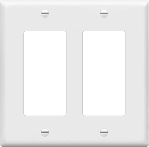 ENERLITES Decorator Light Switch or Receptacle Outlet Wall Plate, Gloss Finish, Size 2-Gang 4.50" x 4.57", Unbreakable Polycarbonate Thermoplastic, UL Listed, 8832-W, White in Saudi Arabia
