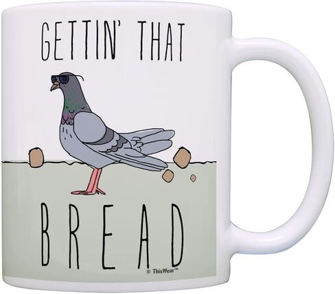 Funny Pigeon Mugs Gettin That Bread Punny Pigeon Mug Coworker Office Gifts Coffee Mug Tea Cup Multi in Kuwait