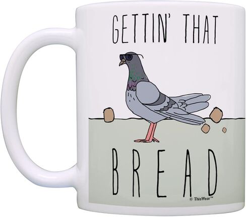 Funny Pigeon Mugs Gettin That Bread Punny Pigeon Mug Coworker Office Gifts Coffee Mug Tea Cup Multi in Kuwait