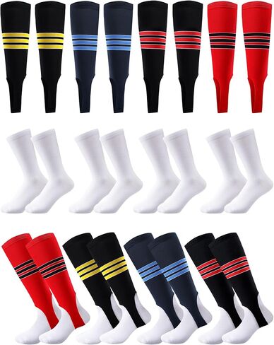 مجموعة مكونة من 8 أزواج من ركاب البيسبول تتضمن 4 أزواج من ركاب البيسبول و4 أزواج من جوارب البيسبول ذات البطانة الصحية، جوارب رياضية ذات أداء رياضي للكرة اللينة مخططة من أجل لعبة البيسبول للبالغين in Kuwait