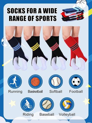 مجموعة مكونة من 8 أزواج من ركاب البيسبول تتضمن 4 أزواج من ركاب البيسبول و4 أزواج من جوارب البيسبول ذات البطانة الصحية، جوارب رياضية ذات أداء رياضي للكرة اللينة مخططة من أجل لعبة البيسبول للبالغين in Kuwait