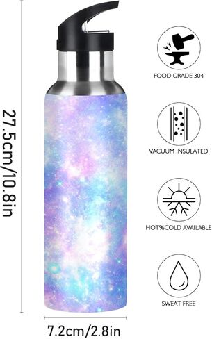 زجاجة مياه رياضية من Galaxy Rainbow Star Tie Dye مع شفاطة، قارورة حرارية من الفولاذ المقاوم للصدأ معزولة بالفراغ، مقاومة للتسرب، زجاجة شرب خالية من البيسفينول A لصالة الألعاب الرياضية واللياقة البدنية والتخييم - 20 أونصة/600 مل in Kuwait