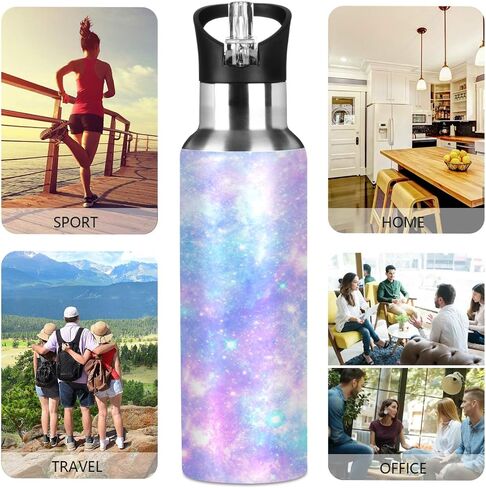 زجاجة مياه رياضية من Galaxy Rainbow Star Tie Dye مع شفاطة، قارورة حرارية من الفولاذ المقاوم للصدأ معزولة بالفراغ، مقاومة للتسرب، زجاجة شرب خالية من البيسفينول A لصالة الألعاب الرياضية واللياقة البدنية والتخييم - 20 أونصة/600 مل in Kuwait