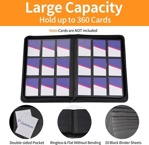 Trading Card Binder 4 Pocket,Card Collection Binder with 160 Side Loading Pockets,TCG Card Album Folder Fit for MTG,Yugioh & Baseball Football Sports Cards,Black in Saudi Arabia