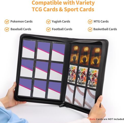 Trading Card Binder 4 Pocket,Card Collection Binder with 160 Side Loading Pockets,TCG Card Album Folder Fit for MTG,Yugioh & Baseball Football Sports Cards,Black in Saudi Arabia