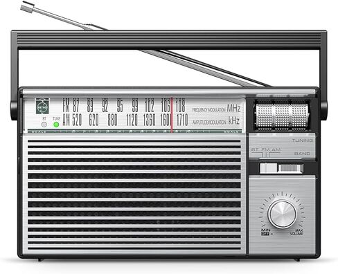 Audiocrazy Portable AM FM Radio Plug in Wall,Battery Operated Small Radio with Bluetooth for Home & Outdoor,Strong Reception,Large Dial,Headphone Jack,Aux in,Gift for Seniors in Saudi Arabia
