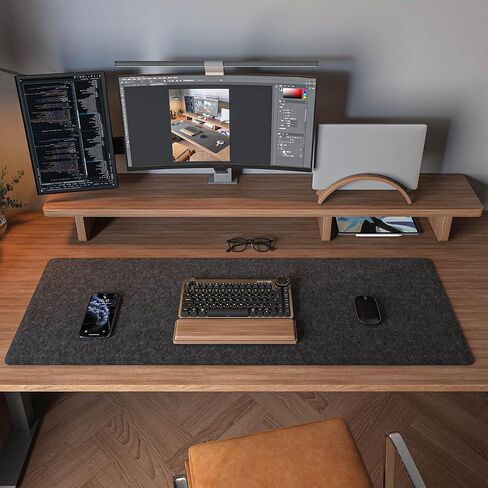 Felt Desk Mat | Computer Mat for Desk(36x12Inches) | Large Felt Mouse Pad and Keyboard Mat | Desk Protector for Office | Dark Gray in Saudi Arabia