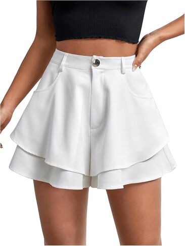 Floerns Women's Casual Layered Hem Skorts Wide Leg Workout Skirt Shorts in Saudi Arabia