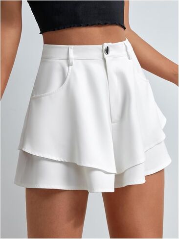 Floerns Women's Casual Layered Hem Skorts Wide Leg Workout Skirt Shorts in Saudi Arabia