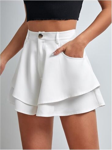 Floerns Women's Casual Layered Hem Skorts Wide Leg Workout Skirt Shorts in Saudi Arabia