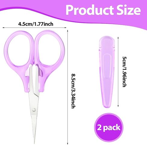 2 Pcs Small Scissors All Purpose Precision Stainless Steel Detail Scissors with Protective Cover Mini Sharp Craft Scissors Straight Fine Tips Sewing Scissors for Embroidery Knitting Paper Cutting in Kuwait