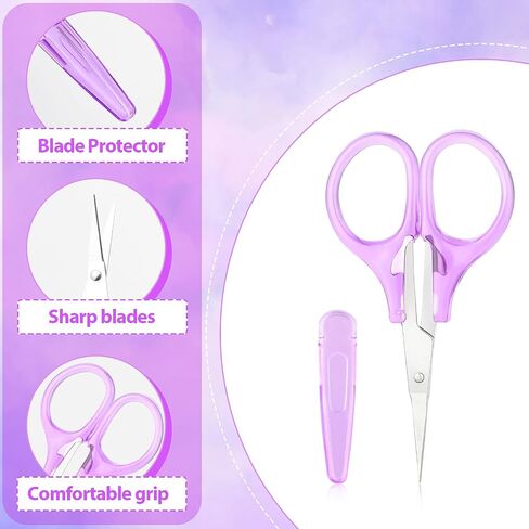 2 Pcs Small Scissors All Purpose Precision Stainless Steel Detail Scissors with Protective Cover Mini Sharp Craft Scissors Straight Fine Tips Sewing Scissors for Embroidery Knitting Paper Cutting in Kuwait