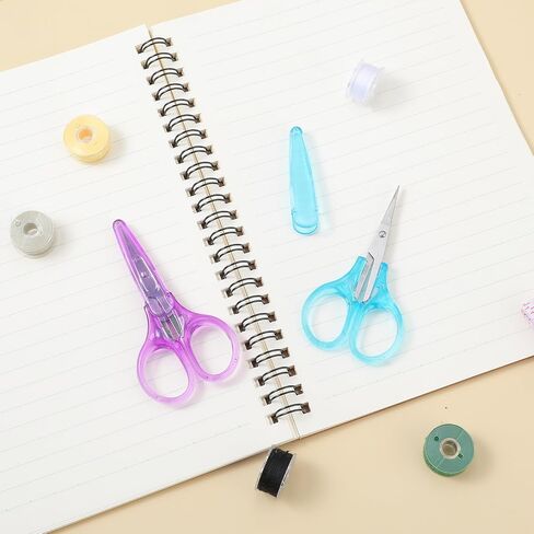 2 Pcs Small Scissors All Purpose Precision Stainless Steel Detail Scissors with Protective Cover Mini Sharp Craft Scissors Straight Fine Tips Sewing Scissors for Embroidery Knitting Paper Cutting in Kuwait