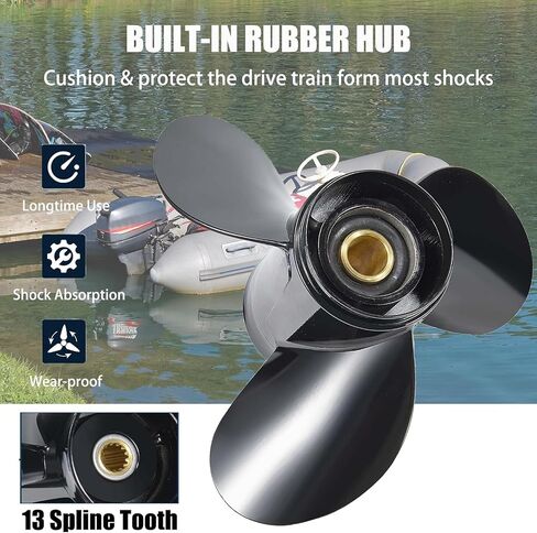 JSPROP OEM Upgrade 13.2x19 Aluminum Boat Propeller Fit BRP Johnson Evinrude OMC Stern Drive 40-140 HP 13 Spline Tooth Parts No.765184 RH in Saudi Arabia