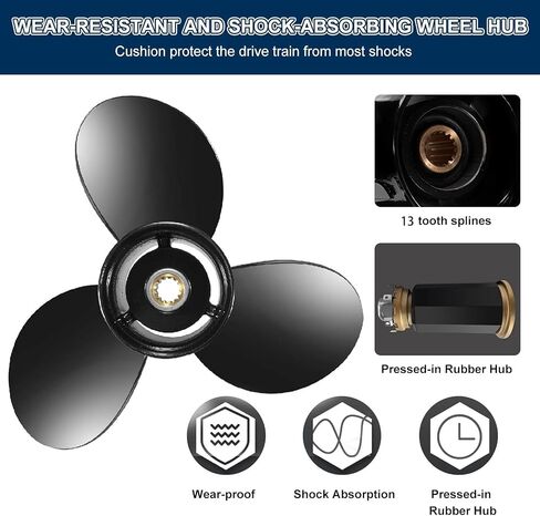 JSPROP OEM Upgrade 13.2x19 Aluminum Boat Propeller Fit BRP Johnson Evinrude OMC Stern Drive 40-140 HP 13 Spline Tooth Parts No.765184 RH in Saudi Arabia