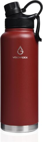 Insulated Sports Water Bottle with Straw Lid Dustproof, 3 Lids, 24/32/40/64 oz Dishwasher Safe & BPA Free Double Wall Stainless Steel Water bottle, Leakproof & Sweat Free -40 Oz Brick Red in Saudi Arabia