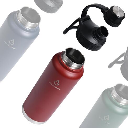 Insulated Sports Water Bottle with Straw Lid Dustproof, 3 Lids, 24/32/40/64 oz Dishwasher Safe & BPA Free Double Wall Stainless Steel Water bottle, Leakproof & Sweat Free -40 Oz Brick Red in Saudi Arabia