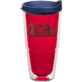 Tervis Made in USA Double Walled Ole Miss University of Mississippi Rebels Insulated Tumbler Cup Keeps Drinks Cold & Hot, 24oz, Primary Logo - Red Inner