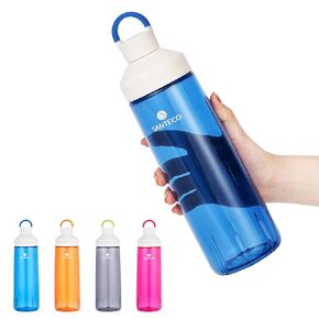 SANTECO Water Bottles, Reusable Wide Mouth Sports Bottle, Easy to Clean BPA Free Tritan, Double Wall Insulated Light Weight Bottles with Handle for Daily Fitness, Gym, Running, Hiking