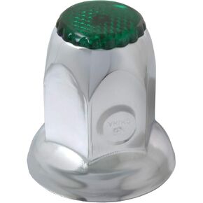 GG Grand General 10492SP 33 mm X 2 Inches Chrome Steel Nut Cover w/Flange & Green Reflector, Set of 10
