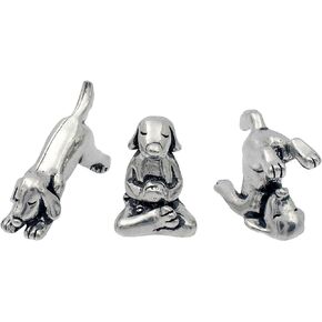 Basic Spirit Yoga Dog Figurine Set (Pewter)-Mini 3 pc. Set