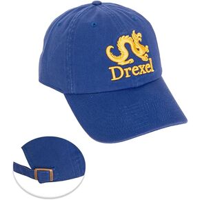 Drexel University Baseball Hat Dragons Brimmed Embroirderd Hats Cap Adjustable Cloth Strap Adult (Style E) Blue
