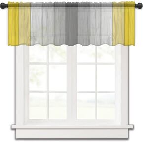 ستارة شفافة - ألواح شفافة من الفوال مرشحة للضوء باللون الرمادي الأصفر، ستائر نافذة جيب خشبية رمادية اللون لمنزل المزرعة لغرفة النوم/غرفة المعيشة/المطبخ، 54 بوصة عرض × 18 لتر in Kuwait