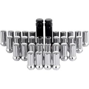 ECCPP M14x1.5 Wheel Studs Wheel Lug Nuts 32 Pcs+2 Keys 14X1.5 Thread Chrome Spline Lock Key Open End Lug Nuts for 2000-2011 for GMC Yukon XL 2500 2001-2014 for Silverado 2500 HD/Silverado 3500 HD