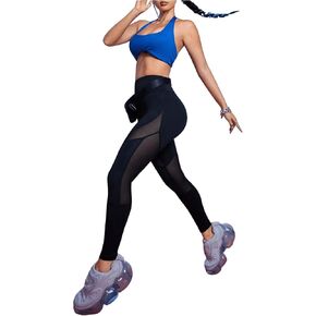 SweatyRocks Women's High Waist Mesh Patchwork Slim Fit Sports Leggings Tummy Control Capris Yoga Tights
