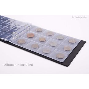 Sleeves 10 Pages for Coin Holder Album 120 Pockets - for Big Gold Silver Coins Collection for Quarters Penny Foreign Coins - Collector Supplies Protector Sheets - size pocket 1.97'' x 2.16''