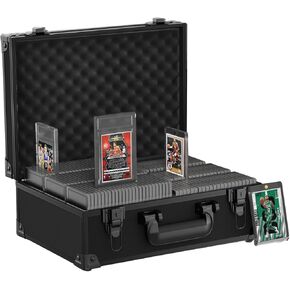 Toploader Storage Box for 3" x 4" 35pt Rigid Card, Top Loader Card, Card Storage Box for Trading Cards, Magnetic Card Holders, Key Lock Sports Card Box (Holds 600+ Toploaders) with Handle